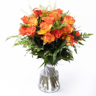 Bouquet de roses oranges moyennes tiges